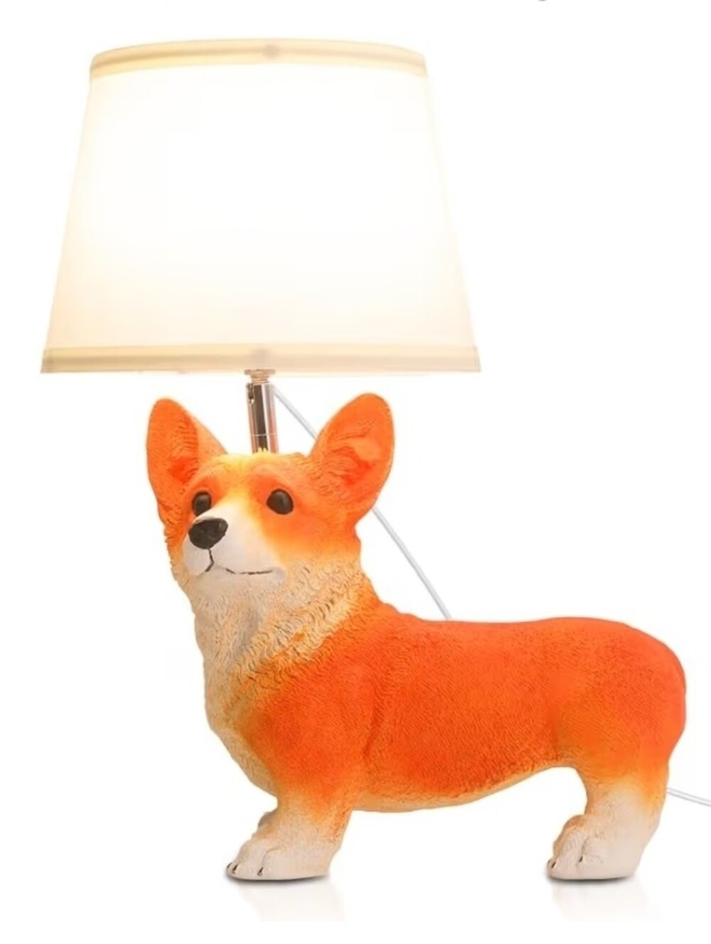 Corgi Cute Desk Lamp,Animal Lamp,Resin Dog Statue Puppy Bedside Lamps